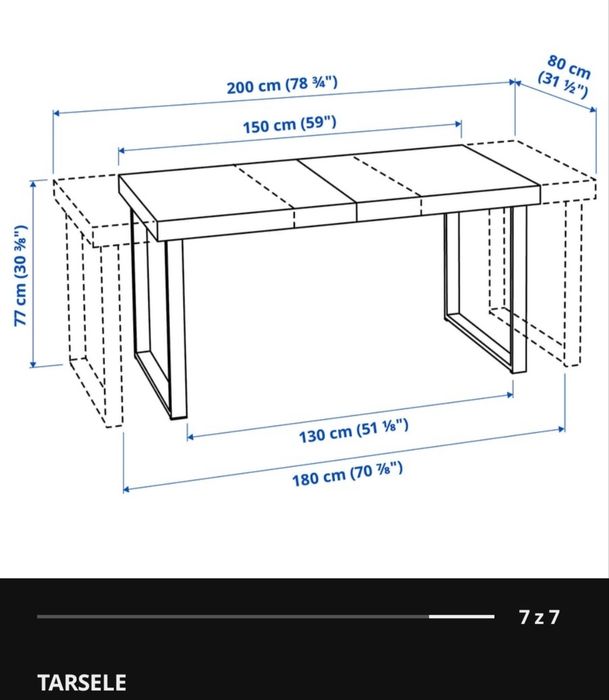 Stół rozkładany Tarsele IKEA