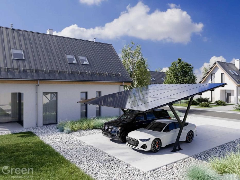 Carport dwustanowiskowy wiata garażowa fotowoltaika panele PV