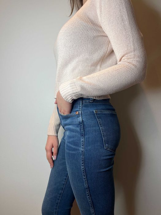 Brzoskwiniowy morelowy sweter krótki Yups Basic rozmiar S