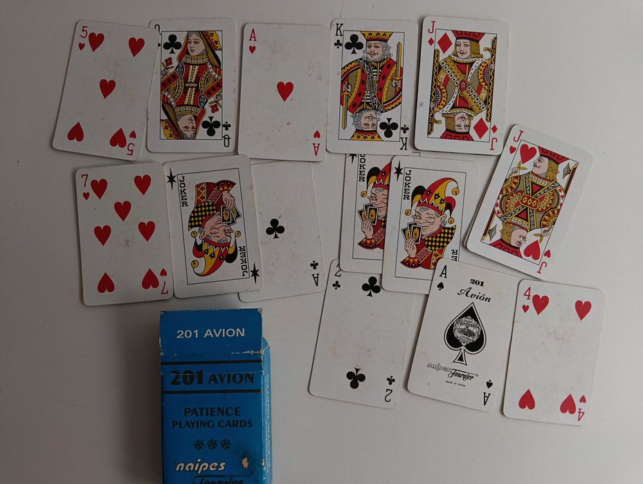 Baralho de cartas miniatura, modelo 201 Avión "Patience Playing Cards"