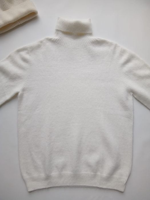 Nowy biały jasny śmietankowy damski sweter golf kaszmir cashmere S 36