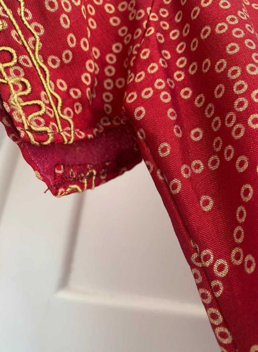 Conjunto indiano Vestido, Lenço Bordeaux e Bege 36