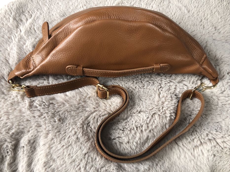 Nerka torebka karmelowa skóra naturalna Włoska - nowa