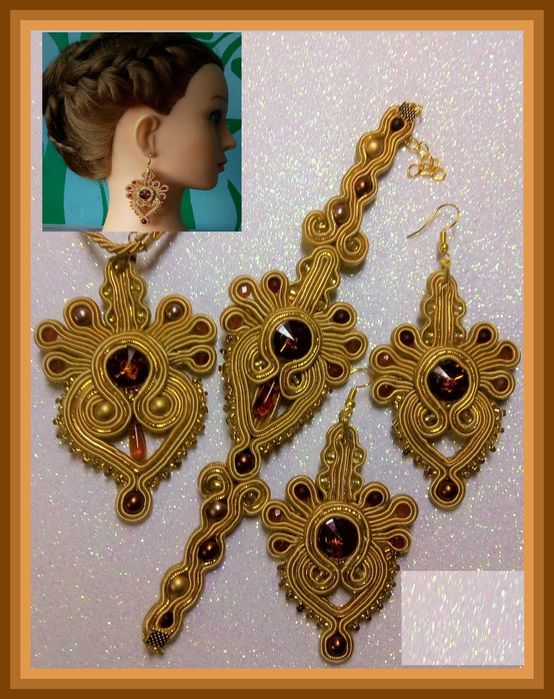 Folkowy komplet sutaszowy