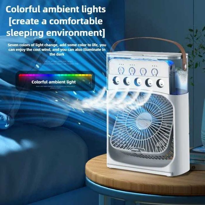 Вентилятор с увлажнением воздуха Air Cooler Fan USB LED и подсветкой