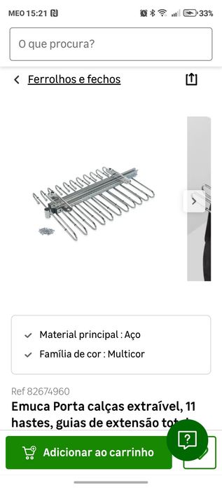 Suporte calças guarda roupa