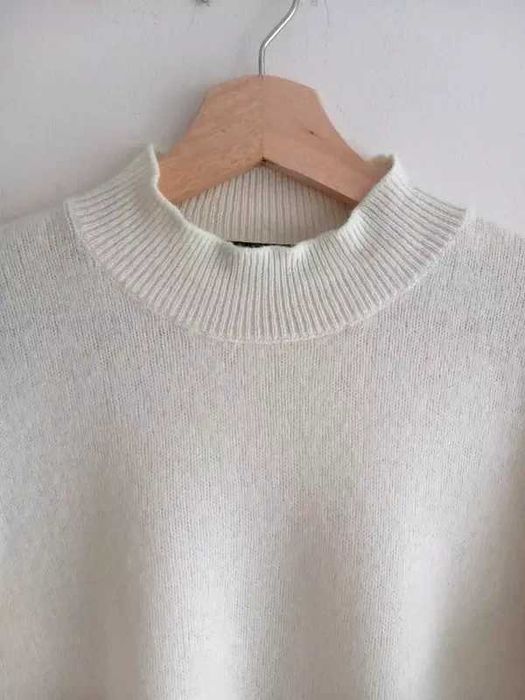 Wełniany sweter kremowy ecru merino wool basic M 38