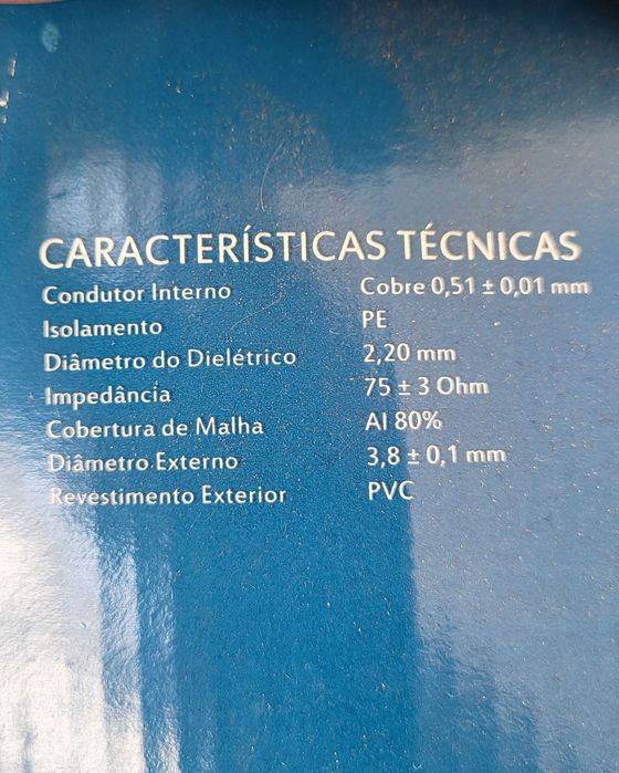 Micro cabo coaxial 56 metros