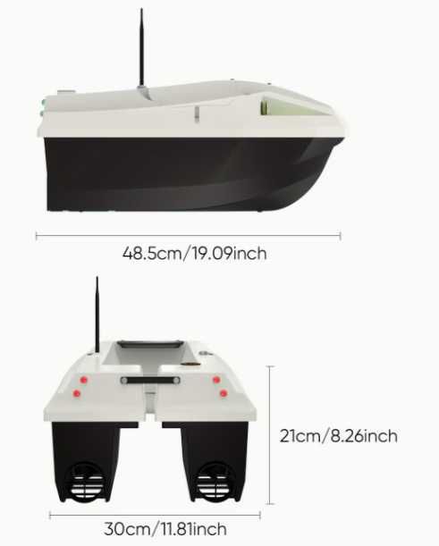Łódka zanętowa Bait Boat D50D – 12V, 4 baterie, ładowność 2 kg, zasięg do 500 m