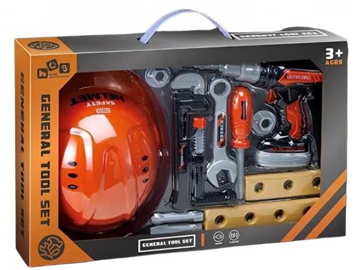 Дитячий набір інструментів з дрилем на батарейках та каскою