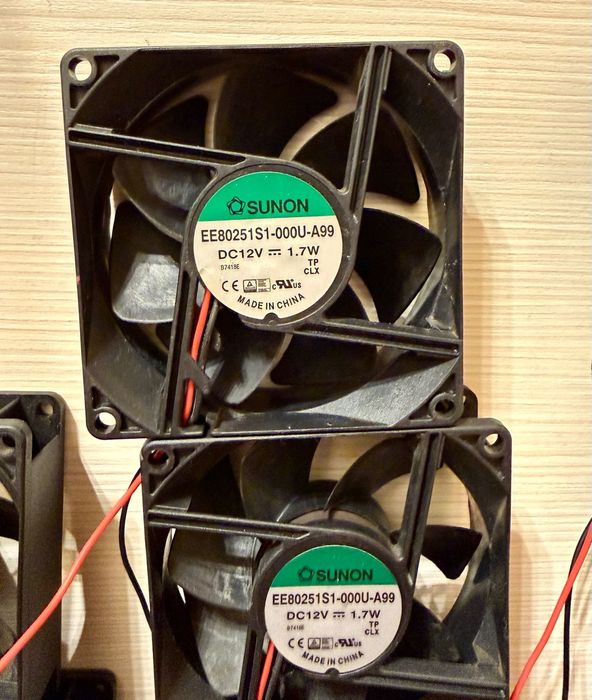Кулеры Sunon 80x80x25 12V для корпуса, БП, DIY, 8 штук комплектом
