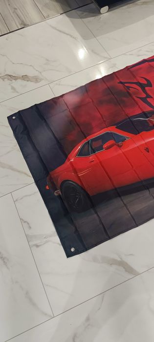 Flaga baner Dodge Challenger SRT Red Hello Cat 90x150
