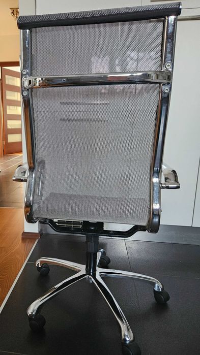 Krzesło biurowe obrotowe nowoczesne szare chrom srebrne