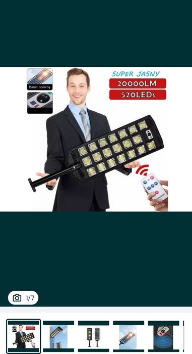 Lampa solarna z panelem fotowoltaicznym  1000w 12tyś lumenów  Najmocni