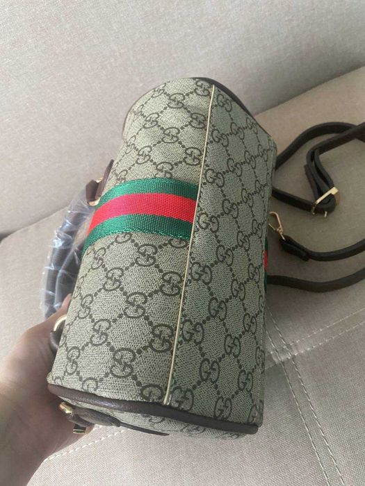 сумка в стилі Gucci Ophidia GG Small Boston Bag канва