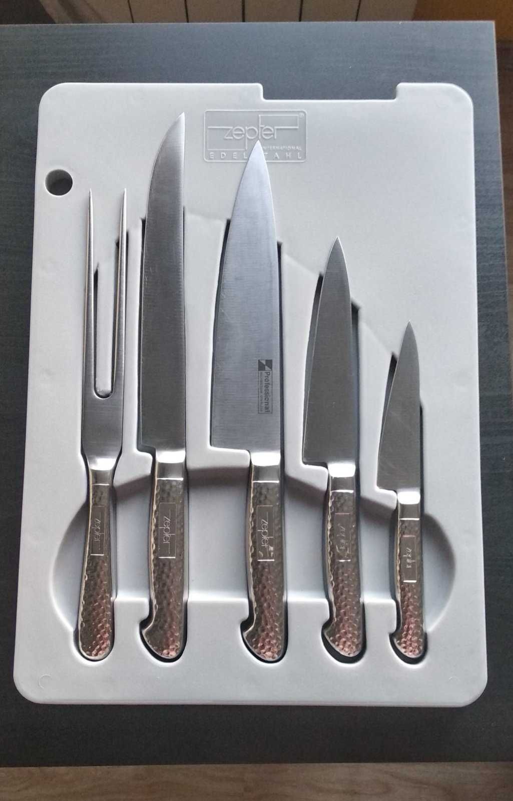 Проф.набор ножей Zepter(молибден)+точилка, доска, футляр для хранения .