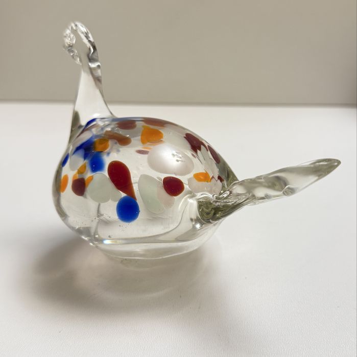 Szklany ptak figurka jak kura PRL