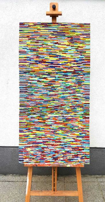 Obraz olejny na płótnie – 60 x 120 cm – nowoczesna abstrakcja 3D
