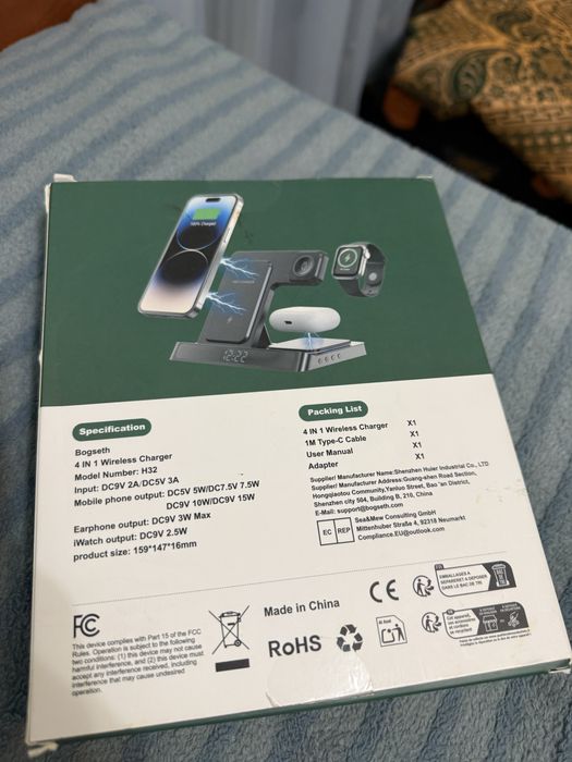 Бездротова зарядна док станція  Bogseth 15w 4in1 MagSafe