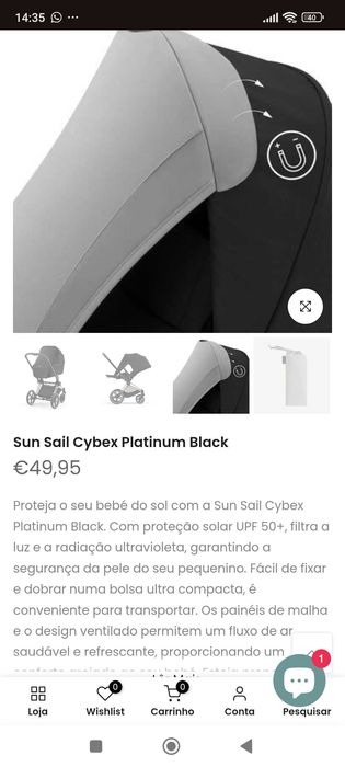 Viseira sol Cybex preta