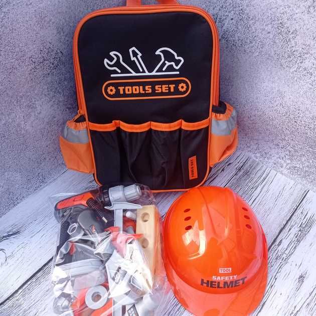 Дитячий набір будівельних інструментів із дрилем у рюкзаку