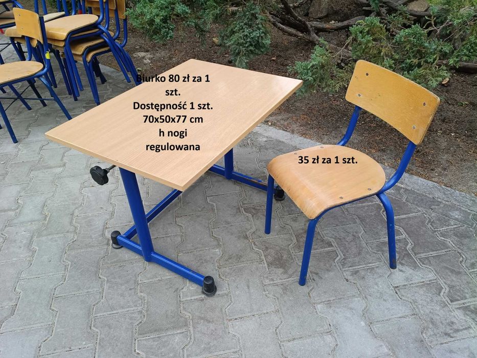 Krzesło szkolne drewniane na metalowych nogach krzesła szkoła świetlica