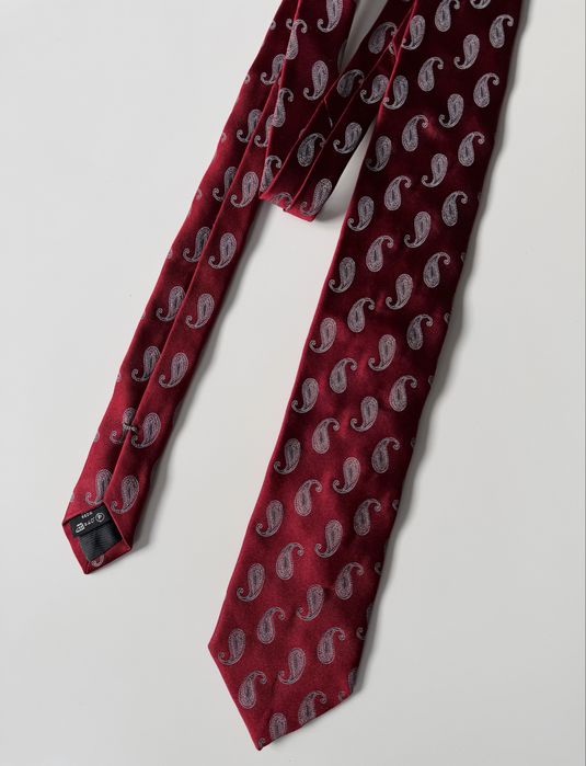 Ermenegildo Zegna red burgundy paisley silk tie krawat jedwabny luxury