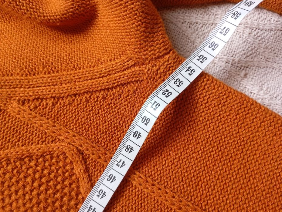 Primark L-XL jaskrawy pomarańczowy NOWY sweter bawełniany warkocze