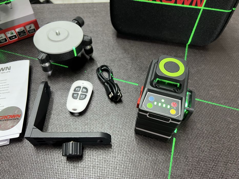 НОВИНКА! Лазерный уровень Crown CT44088-RTB Зеленый луч OSRAM диоды