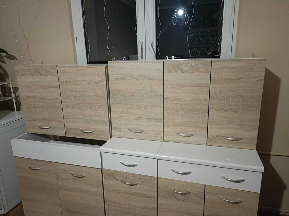 Meble kuchenne - biały, dąb sonoma