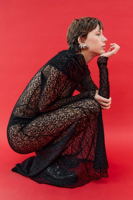 ZARA Luksusowa SUKIENKA koronkowa odkryte ramiona XS-S ed. limitowana