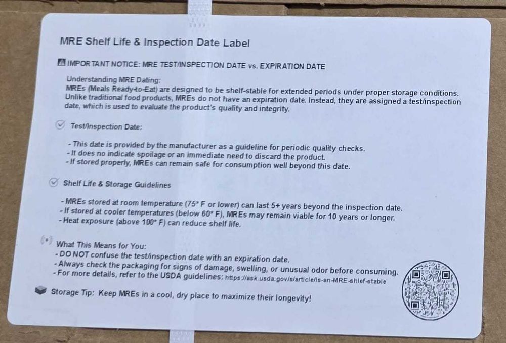 US MRE - Meal Ready to Eat - Racção de Combate
