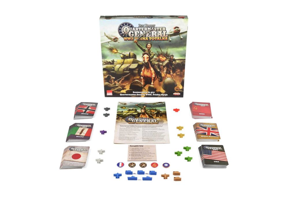 Zestaw 4 gier i dodaktów Quartermaster General WW2 + Wojna Totalna + Preludium+Monolith