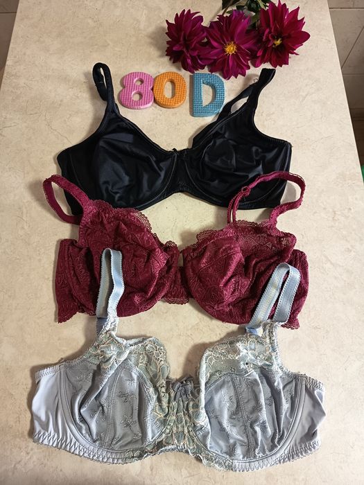 Stanik biustonosz 80 D zestaw 3 sztuki + figi gratis