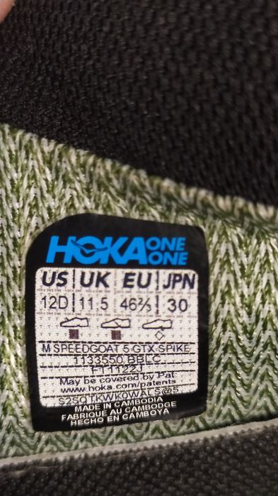 Кросівки Hoka Speedgoat 5 gtx spike ( розмір 46,5)