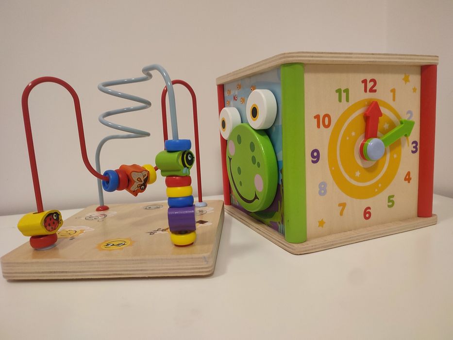 Zabawka dla dzieci drewniana Kostka edukacyjna 5w1