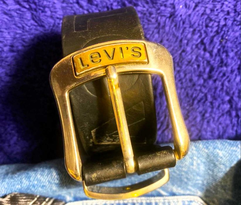 Kultowy Skórzany Pasek„Levi’s Strauss Orginal USA”Wytłaczane Sygnatury