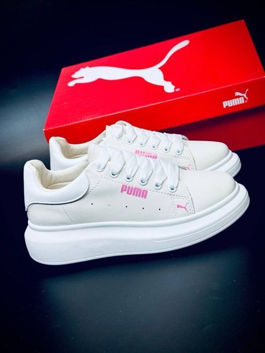 Женские кроссовки пума белые кожаные кросовки стильные puma