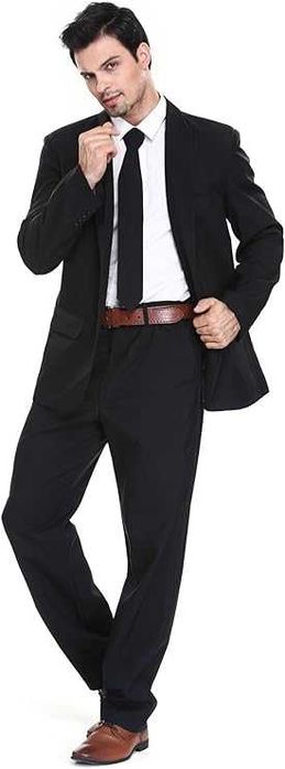 Nowy garnitur męski / marynarka / spodnie / krawat /czarny "M" !3207!