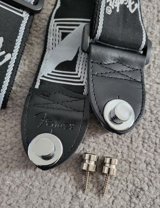 NOWY Komplet pasek do gitary Fender Monogrammed + Profesjonalne Strap Locki