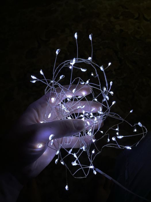 Гірлянда Мішура на батарейках, 2м, холодний білий, 100 LED