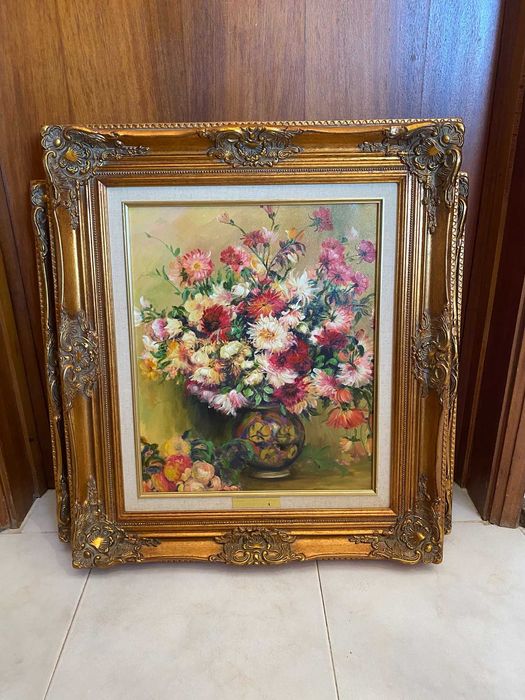 Quadro com reinterpretação "Dálias em Bouquet" de Renoir