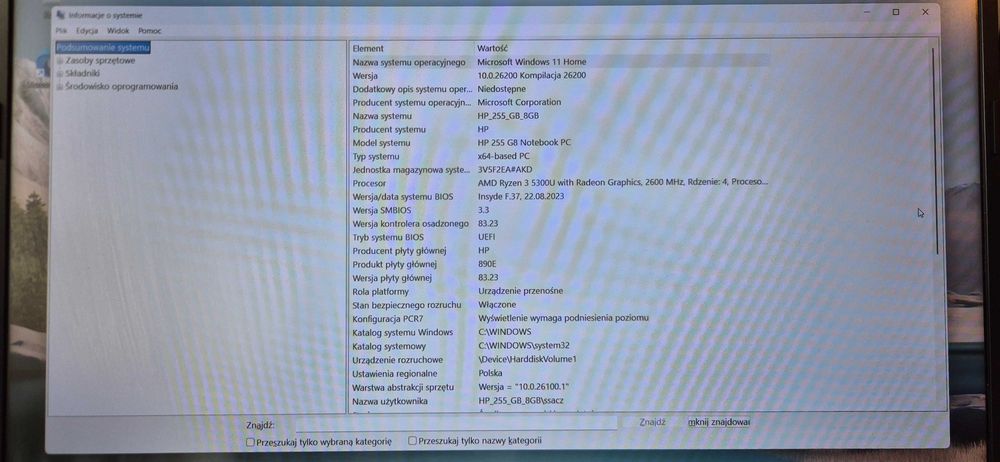 Laptop HP 255GB, Ryzen 3 5300U, 8GB RAM, WINDOWS 11 HOME, 4 RDZENIE