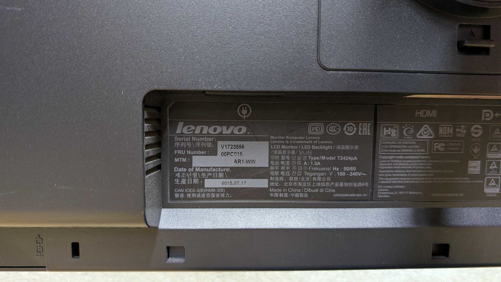 Monitor 23,8" Lenovo T2424p IPS 1920x1080