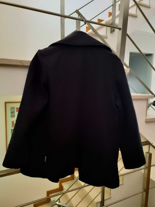 Casaco Peacoat Vintage Armani Jeans Anos 90 Azul-Marinho - Tam IT 42 / US 8 (Made in Italy)