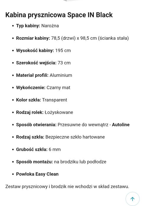 Kabina Rea Space in Black 100/80 okazja