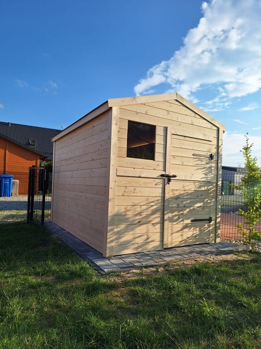 Domek narzędziowy drewniany skrytka szopka garaż drewno