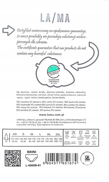 Lama Figi Damskie Bikini Białe R. Xl, 2 Szt.