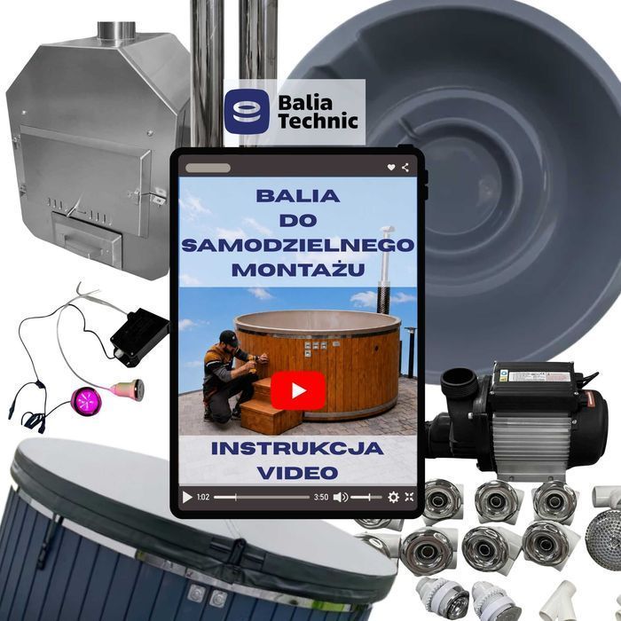 BALIA DO SAMODZIELNEGO MONTAŻU Z PIECEM HYDROMASAŻEM | zrób to sam DIY bania ogrodowa | wkład okrągły 200 cm zrob jacuzzi Zestaw balii majsterkowicza