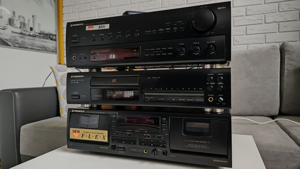 PIONEER zestaw stereo, wieża HI-FI. Amplituner,CD, magnetofon. Pilot.